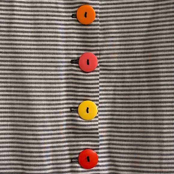 Vintage Youngland Girls Dress Sz 6 80s Polka Dot Collar Colorful Rainbow Buttons - Picture 6 of 8